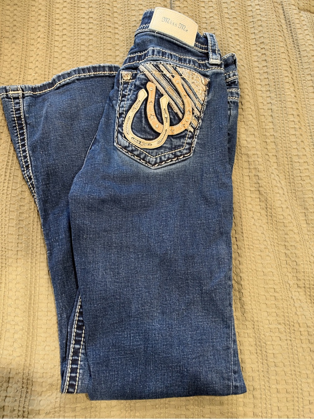 Miss Me Women's Blue Boot Cut Jeans with Embellished Pocket